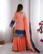 Thumbnail for Lehenga Mart Designer Wedding Wear Palazzo Suit For Women - Peach - Distacart