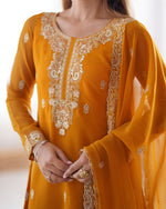 Thumbnail for Lehenga Mart Designer Kurta Pant Dupatta - Mustard