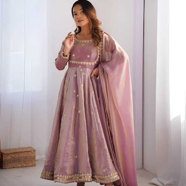 Lehenga Mart Wedding Wear Anarkali Gown With Dupatta - pink - Distacart