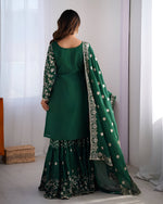 Thumbnail for Lehenga Mart Designer Wedding Wear Sharara Suit for Women - Green - Distacart