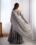 Thumbnail for Lehenga Mart Designer Wedding Wear Sharara Suit for Women - Grey - Distacart
