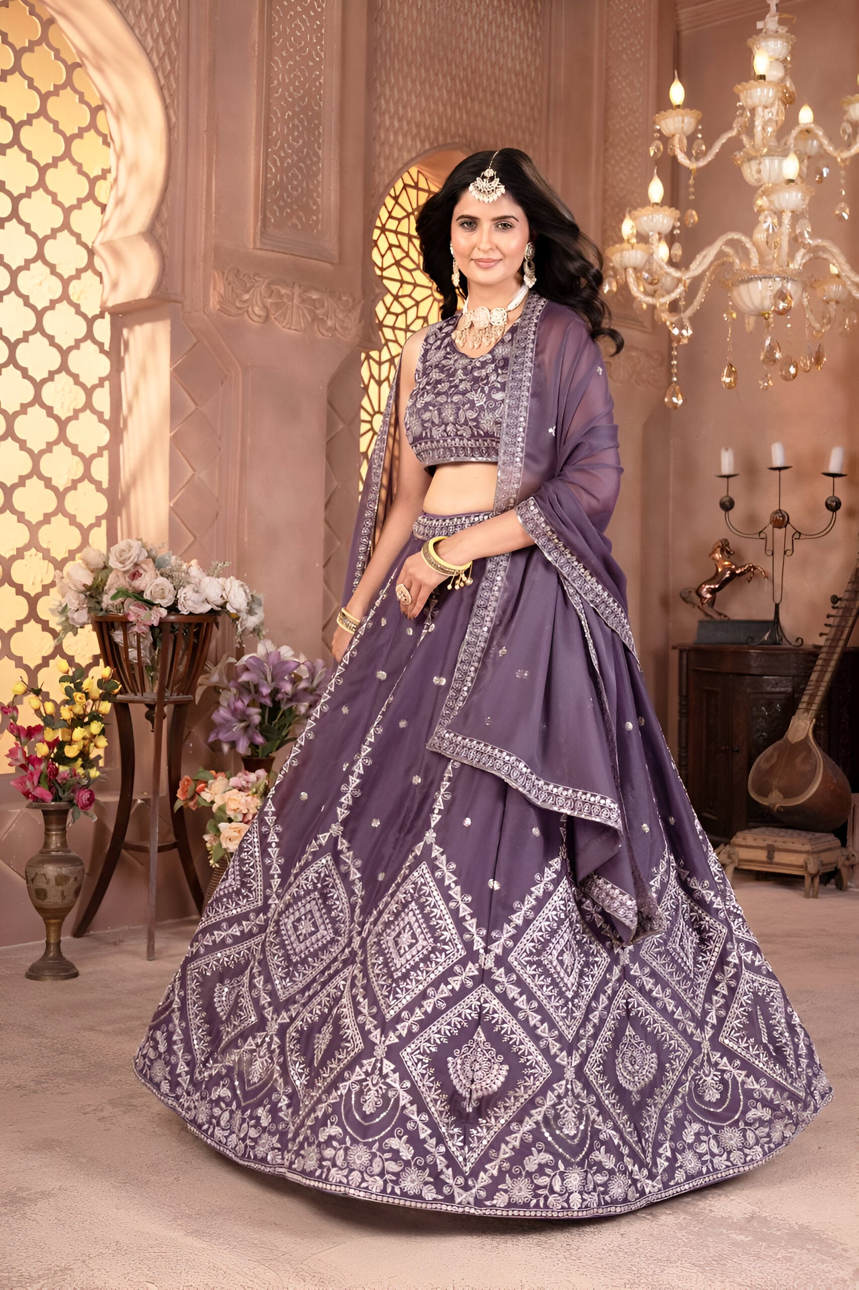 Lehenga Mart Designer Bollywood Style Wedding Lehenga Choli - Dusty Blue - Distacart