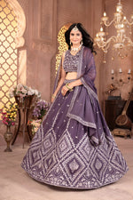 Thumbnail for Lehenga Mart Designer Bollywood Style Wedding Lehenga Choli - Dusty Blue - Distacart