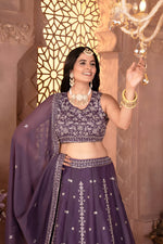 Thumbnail for Lehenga Mart Designer Bollywood Style Wedding Lehenga Choli - Dusty Blue - Distacart