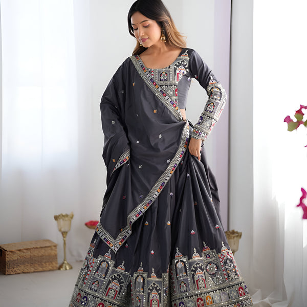 Lehenga Mart Designer Bollywood Style Wedding Lehenga Choli - Grey - Distacart