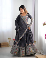Thumbnail for Lehenga Mart Designer Bollywood Style Wedding Lehenga Choli - Grey - Distacart