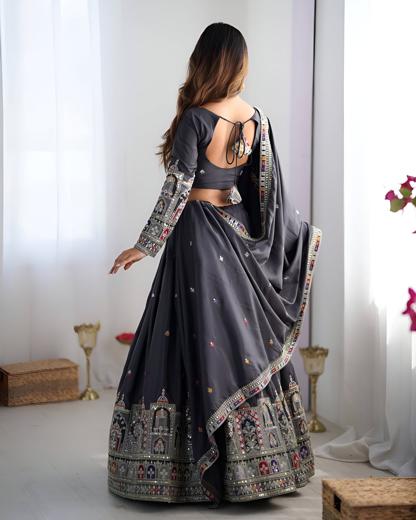 Lehenga Mart Designer Bollywood Style Wedding Lehenga Choli - Grey - Distacart