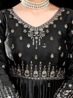 Thumbnail for Lehenga Mart American Silk Gown With Dupatta-Black