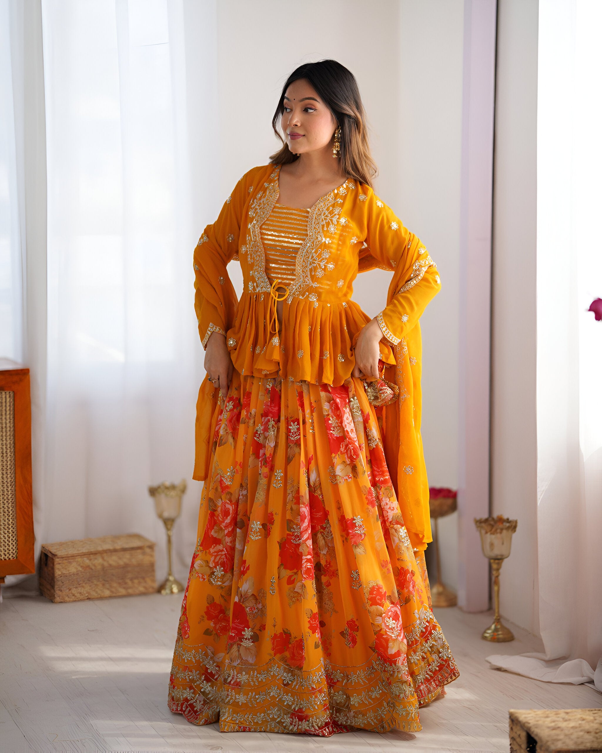Lehenga Mart Designer Bollywood Style Wedding Lehenga Choli - Yellow - Distacart