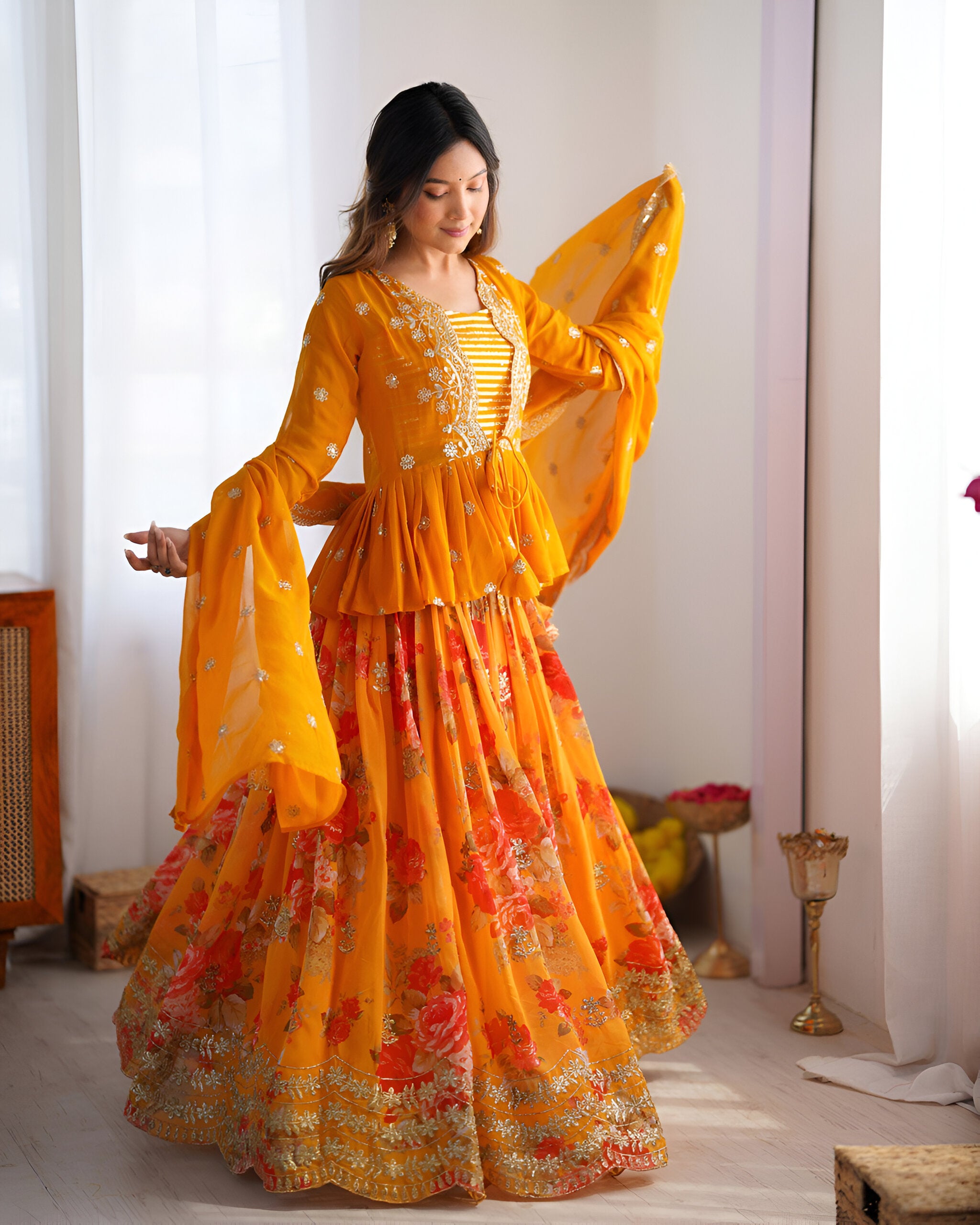 Lehenga Mart Designer Bollywood Style Wedding Lehenga Choli - Yellow - Distacart
