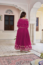 Thumbnail for Lehenga Mart Faux Georgette Gown With Dupatta-Purple - Distacart