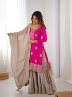 Thumbnail for Lehenga Mart Designer Ready To Wear Sharara Suit Dupatta For Women-Pink - Distacart