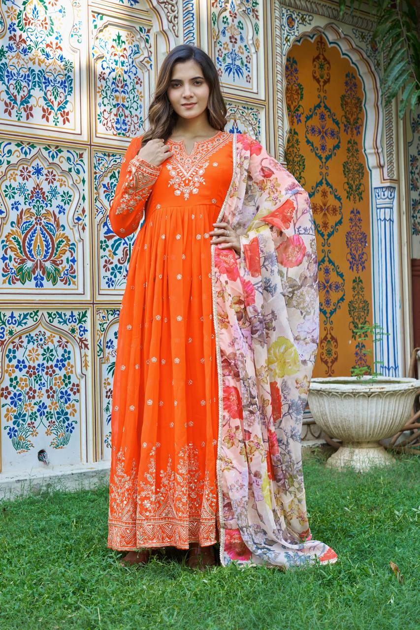 Lehenga Mart Designer Anarkali Suit With Kurta Palazzo Dupatta For Women-Fanta - Dista