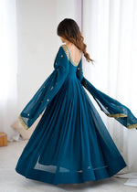 Thumbnail for Prazu Fashion Royal Blue Faux Georgette Embroidered Sequin Anarkali Suit - Distacart
