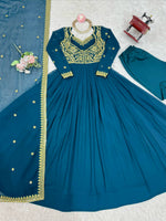 Thumbnail for Prazu Fashion Royal Blue Faux Georgette Embroidered Sequin Anarkali Suit - Distacart