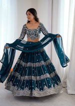 Thumbnail for Lehenga Mart Gorgeous Lehenga Choli For Wedding-Blue - Dista