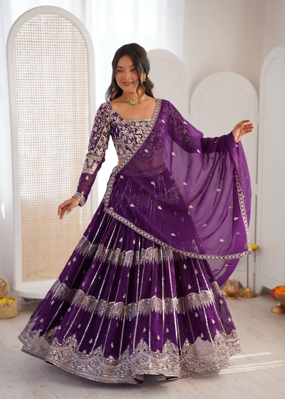 Lehenga Mart Gorgeous Lehenga Choli For Wedding-Purple - Dista