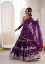 Thumbnail for Lehenga Mart Gorgeous Lehenga Choli For Wedding-Purple - Dista