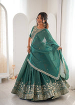 Thumbnail for Lehenga Mart Designer Shimmer Lehenga Choli For Wedding-Green - Dista