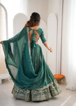 Thumbnail for Lehenga Mart Designer Shimmer Lehenga Choli For Wedding-Green - Dista