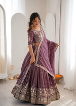 Thumbnail for Lehenga Mart Designer Shimmer Lehenga Choli For Wedding-Purple - Dista