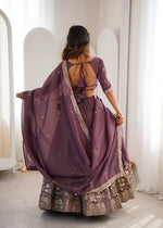Thumbnail for Lehenga Mart Designer Shimmer Lehenga Choli For Wedding-Purple - Dista