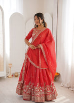 Thumbnail for Lehenga Mart Designer Shimmer Lehenga Choli For Wedding-Red - Dista