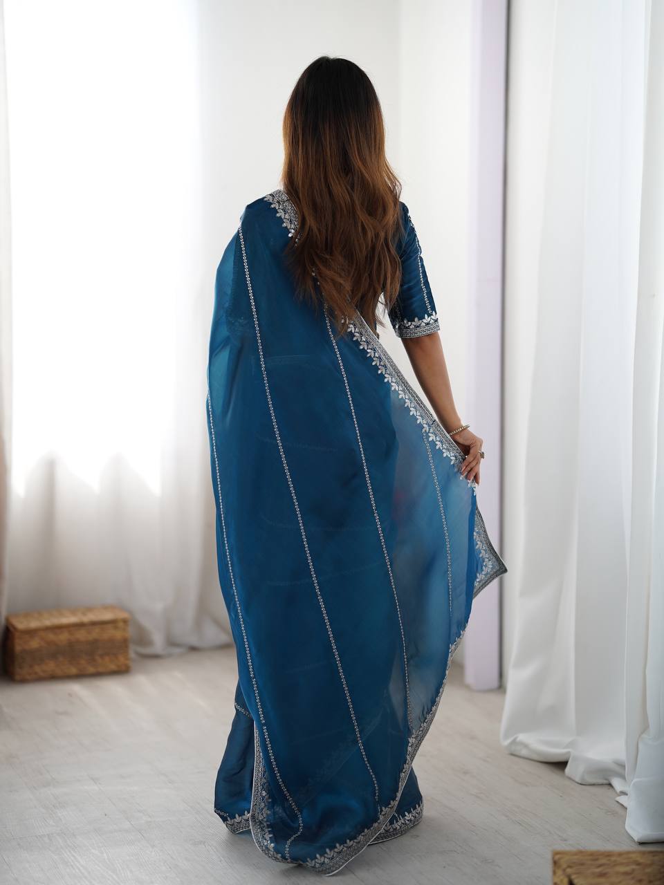 Lehenga Mart Designer Bollywood Style Party Wear Saree-Blue - Dista