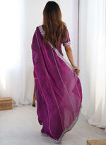 Thumbnail for Prazu Fashion Wine Thread Sequence Organza Silk Party Wear Saree - Distacart