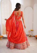 Thumbnail for Lehenga Mart Designer Wedding Wear Lehenga Choli-Orange - Dista