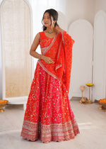 Thumbnail for Lehenga Mart Designer Wedding Wear Lehenga Choli-Orange - Dista