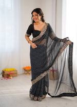 Thumbnail for Lehenga Mart Designer Bollywood Style Party Wear Saree-Black - Dista