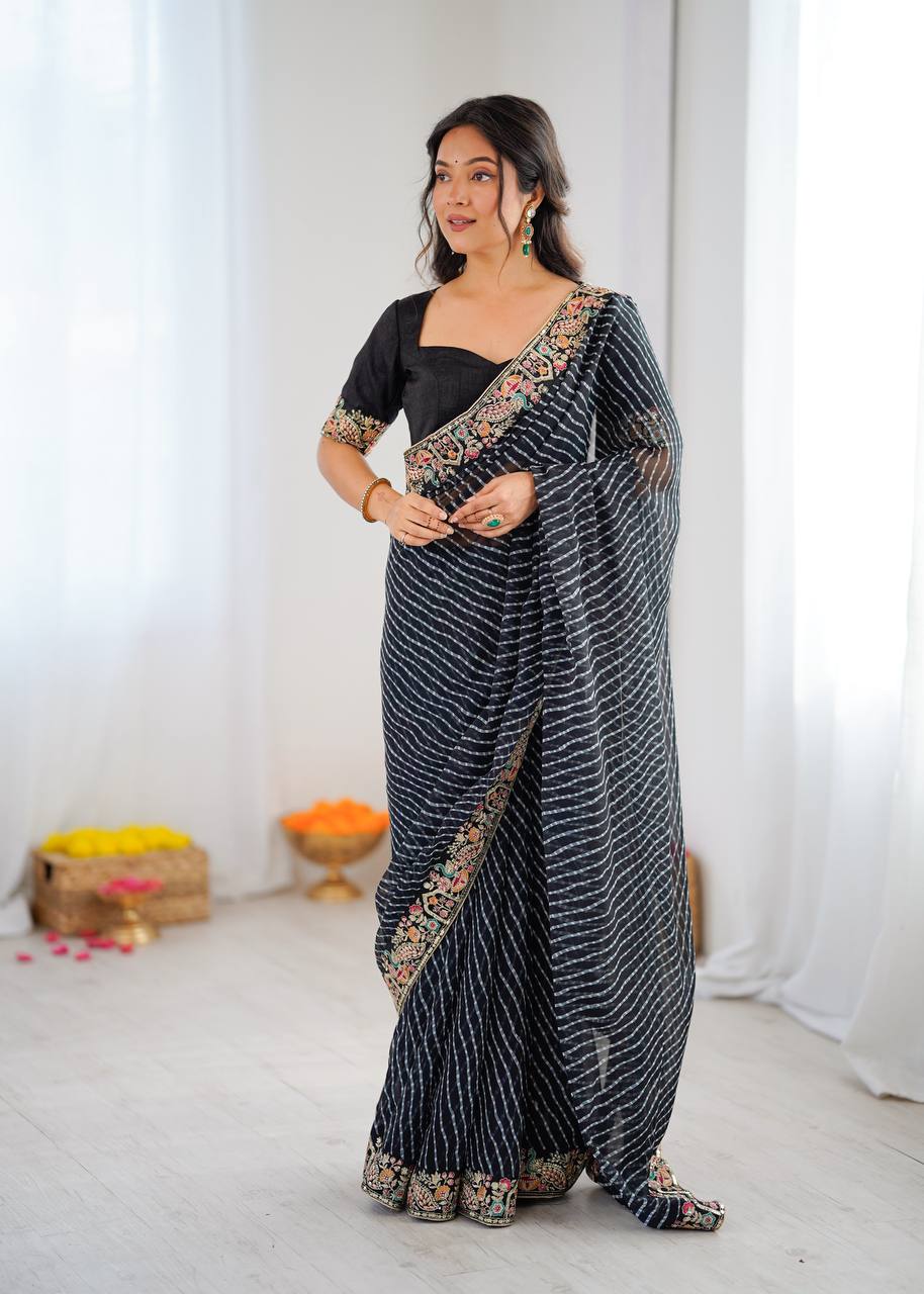 Lehenga Mart Designer Bollywood Style Party Wear Saree-Black - Dista