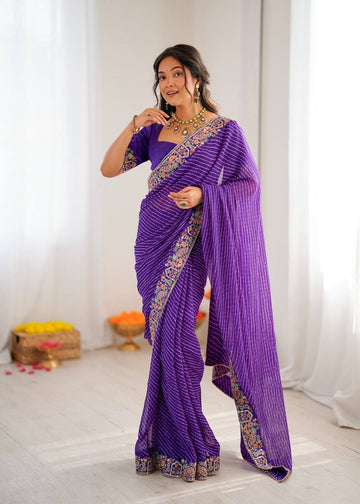 Lehenga Mart Designer Bollywood Style Party Wear Saree-Blue - Dista
