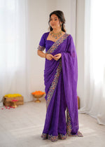 Thumbnail for Lehenga Mart Designer Bollywood Style Party Wear Saree-Blue - Dista