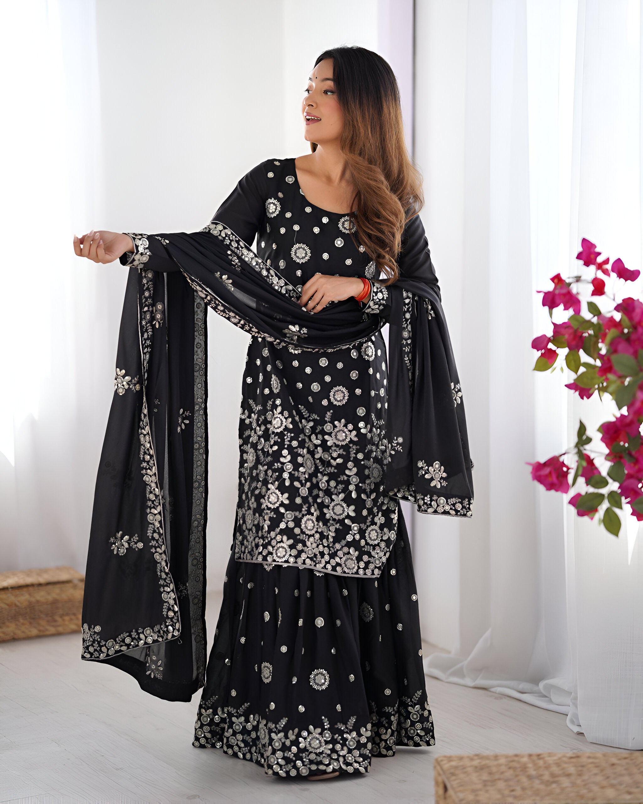 Lehenga Mart Designer Sharara Suit for women - Black - Distacart