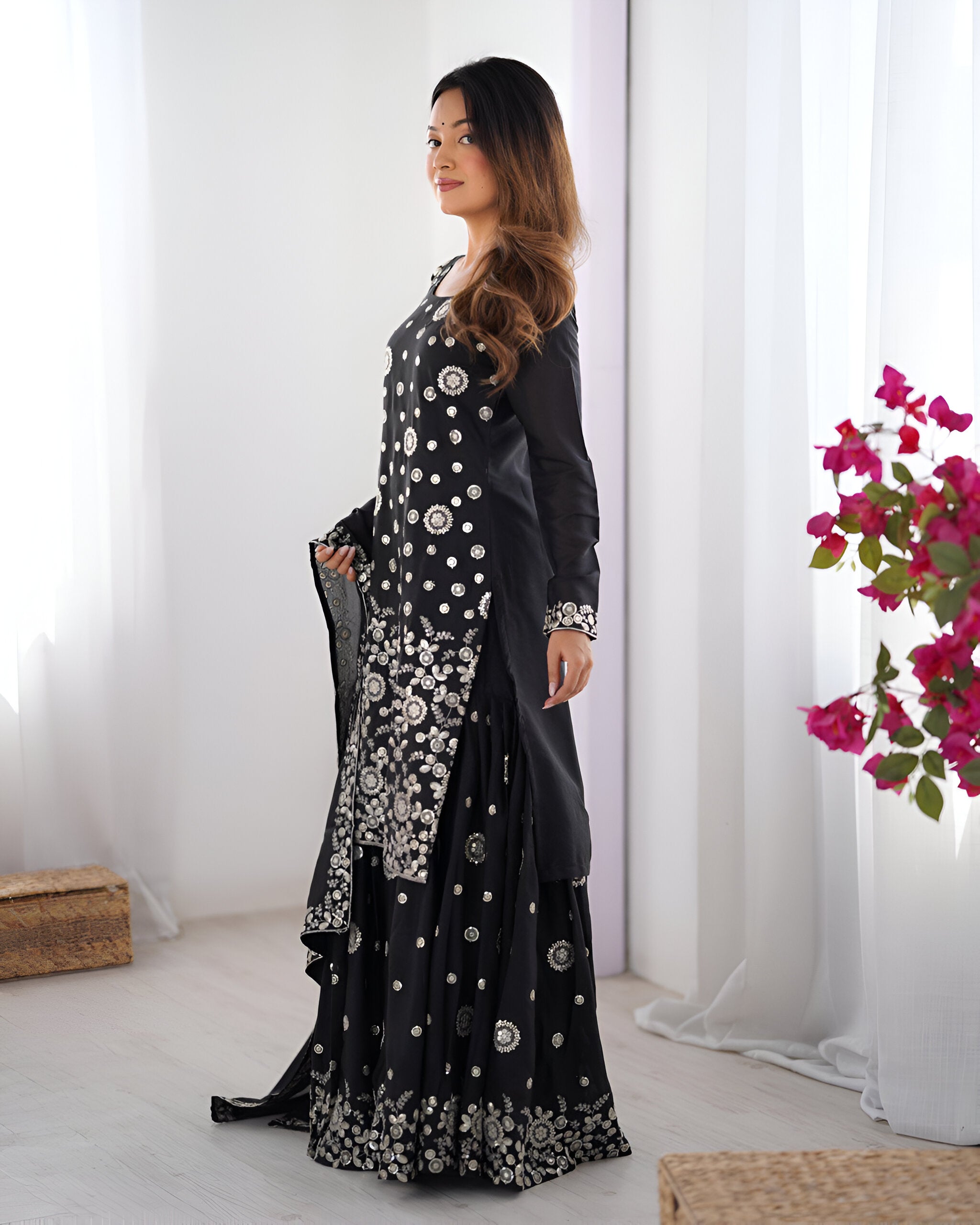 Lehenga Mart Designer Sharara Suit for women - Black - Distacart
