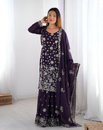 Thumbnail for Lehenga Mart Designer Sharara Suit for women - wine - Distacart