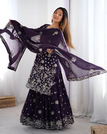 Thumbnail for Lehenga Mart Designer Sharara Suit for women - wine - Distacart