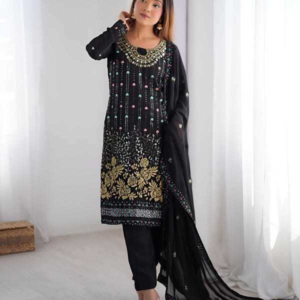 Lehenga Mart Designer Salwar Suit for Women or Girls - Black - Distacart