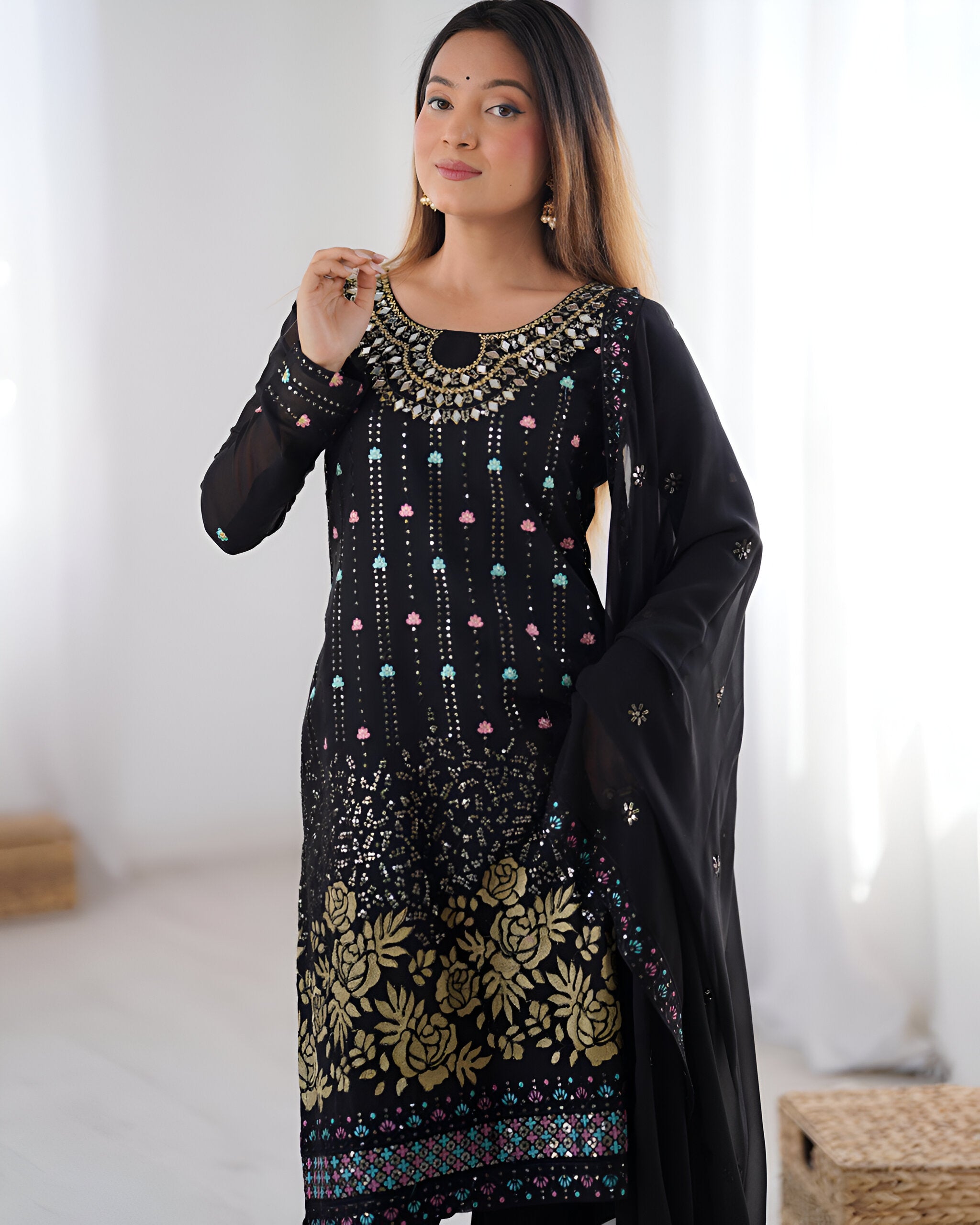Lehenga Mart Designer Salwar Suit for Women or Girls - Black - Distacart