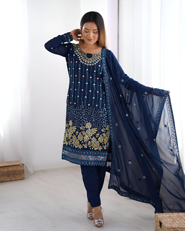 Lehenga Mart Designer Salwar Suit for Women or Girls - Blue - Distacart