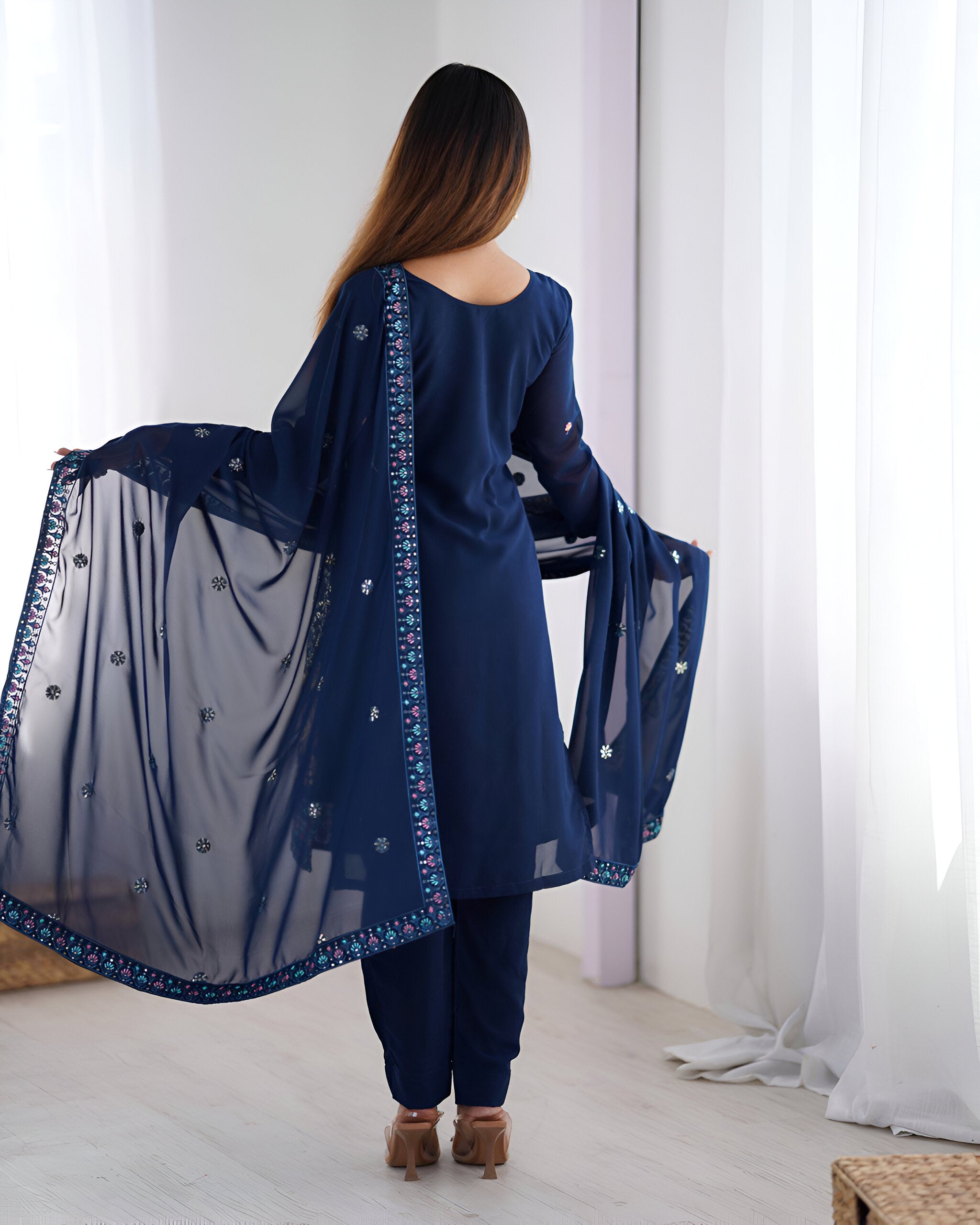 Lehenga Mart Designer Salwar Suit for Women or Girls - Blue - Distacart