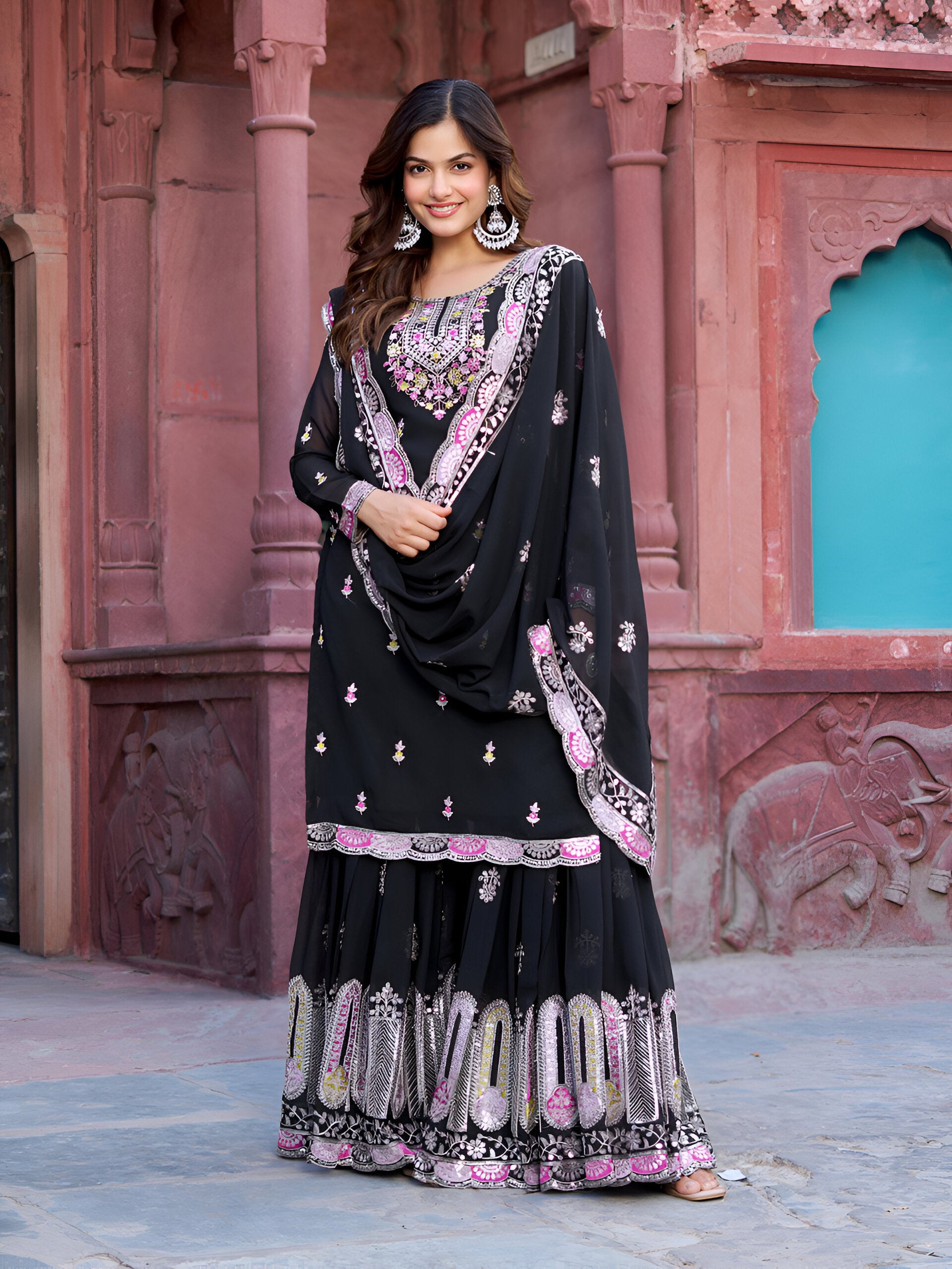 Lehenga Mart Designer Sharara Suit for women - Black