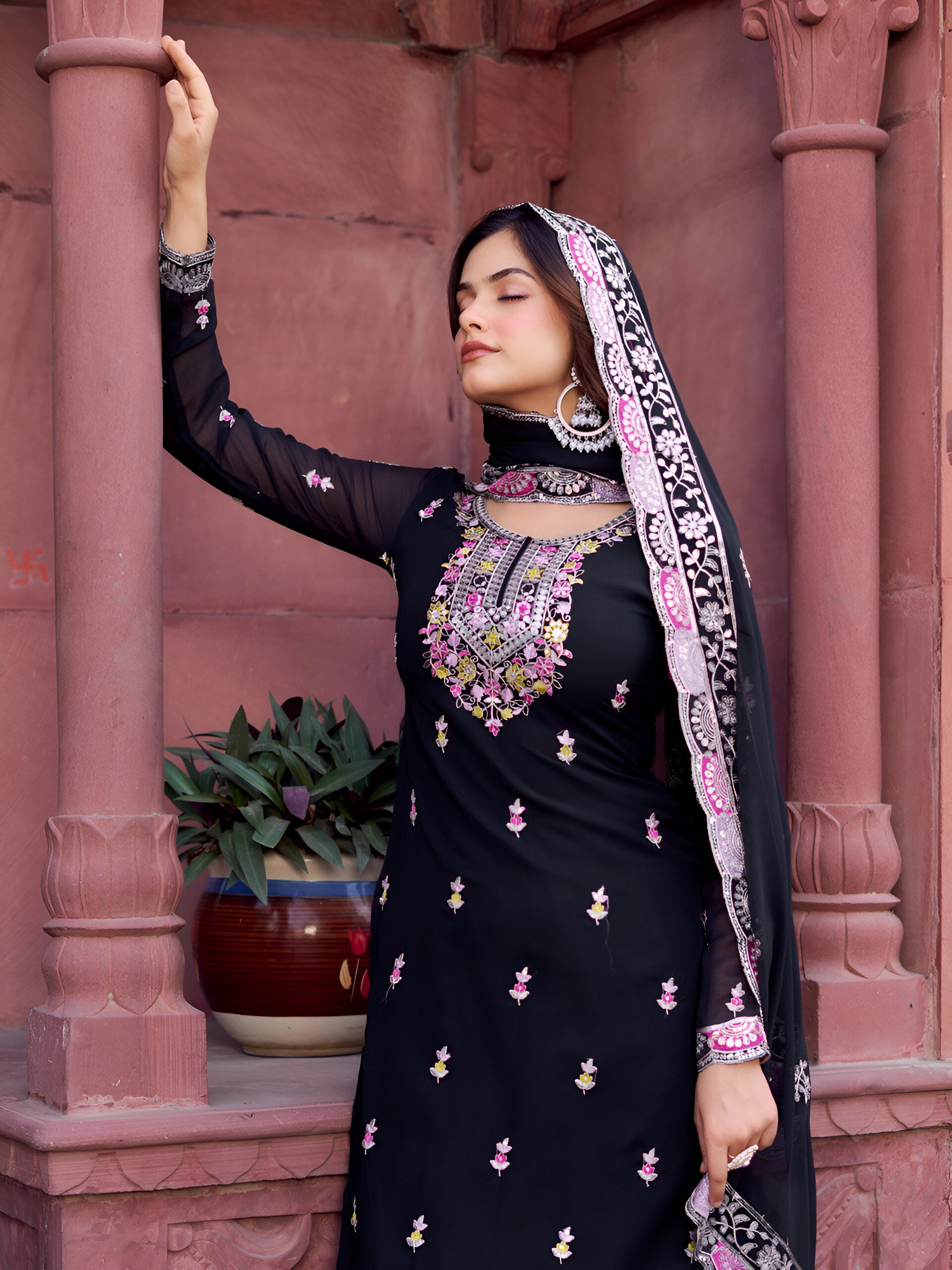 Lehenga Mart Designer Sharara Suit for women - Black - Distacart