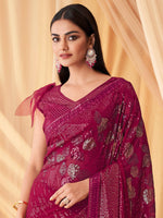 Thumbnail for NOZ2TOZ Women's Georgette Pink Embellished Designer Saree With Blouse Piece - Distacart
