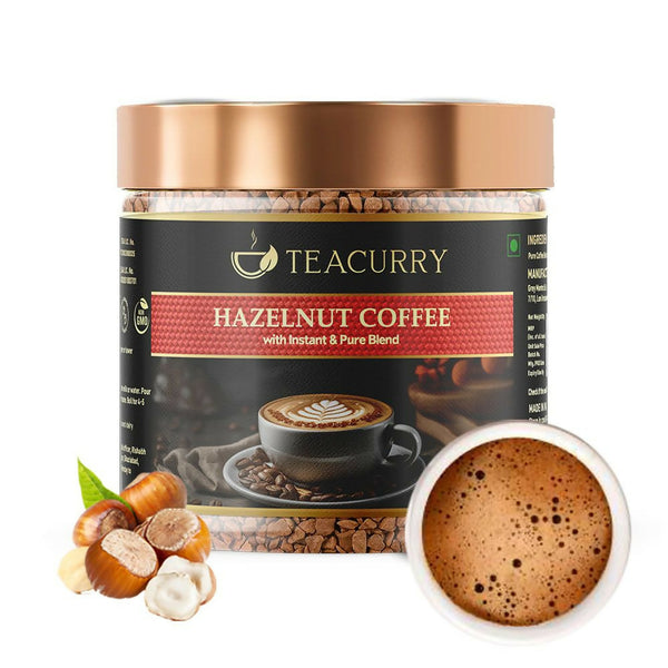 Teacurry Hazelnut Instant Coffee Powder - Arabica Freeze Dried Coffee for Instant Hot & Cold Coffee - Distacart