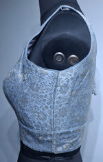 Thumbnail for Kia Fashions Grey Banarasi With Gold & Silver Weave Readymade Blouse - Distacart