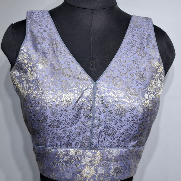 Kia Fashions Mauve Benarsi With Gold & Silver Weave Readymade Blouse - Distacart