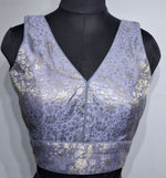 Thumbnail for Kia Fashions Mauve Benarsi With Gold & Silver Weave Readymade Blouse - Distacart